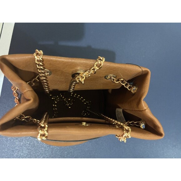 Lauren Conrad SADDLETAN & Gold Mini Bucket Purse With NWT - Picture 4 of 5